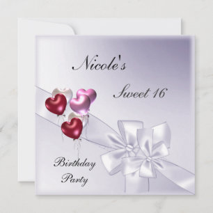 Sweet 16 Party Invitation Mauve red ballons