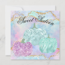 Sweet 16 Party Pumpkin Pastel Glitter Glam