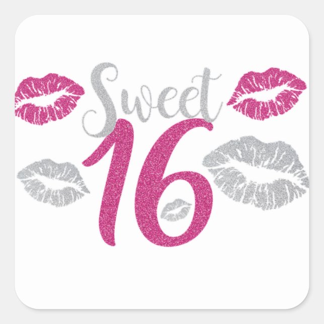 Sweet 16 Party Square Sticker (Front)