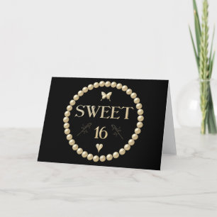 Sweet 16 - Pearls on black "velvet" Invitation