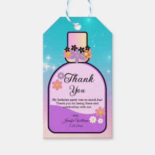 sweet 16 perfume bottle pink blue thank you gift tags