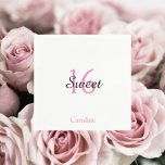 Sweet 16 Personalized  Napkin<br><div class="desc">Sweet 16 Personalized Napkin.  Pink and black text.</div>