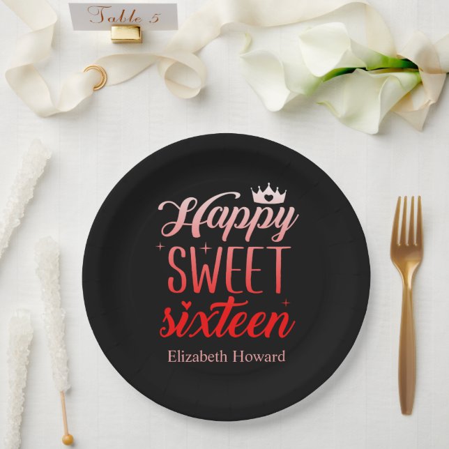 Sweet 16 Personalized Paper Plate (Wedding)