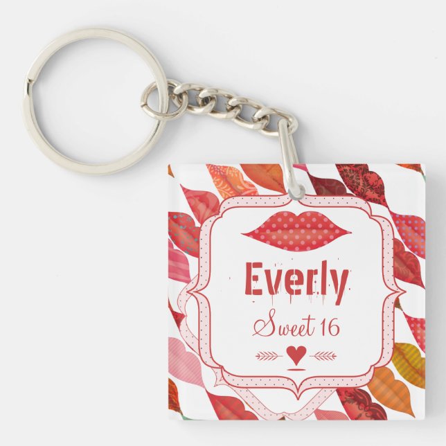 Sweet 16 Personalized Photo Keychain (Front)