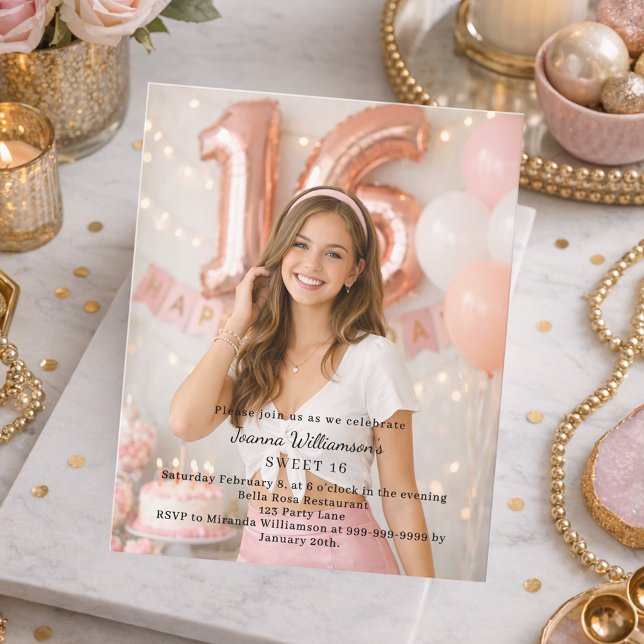 Sweet 16 photo birthday invitation (Creator Uploaded)