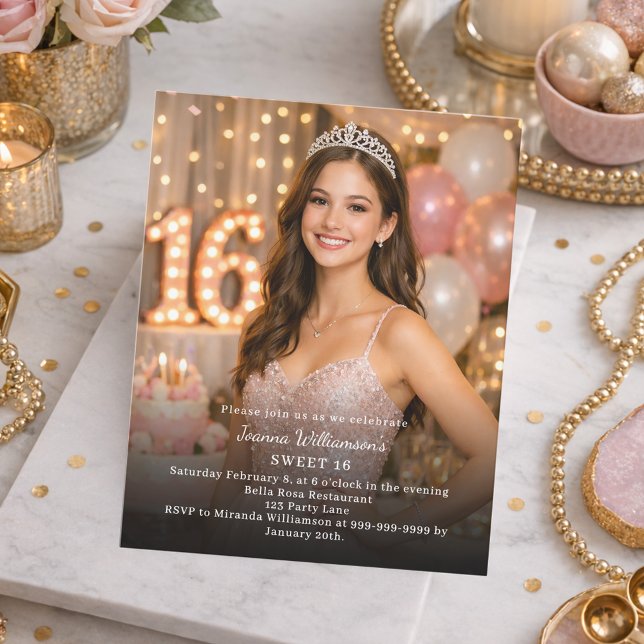 Sweet 16 photo invitation (Creator Uploaded)