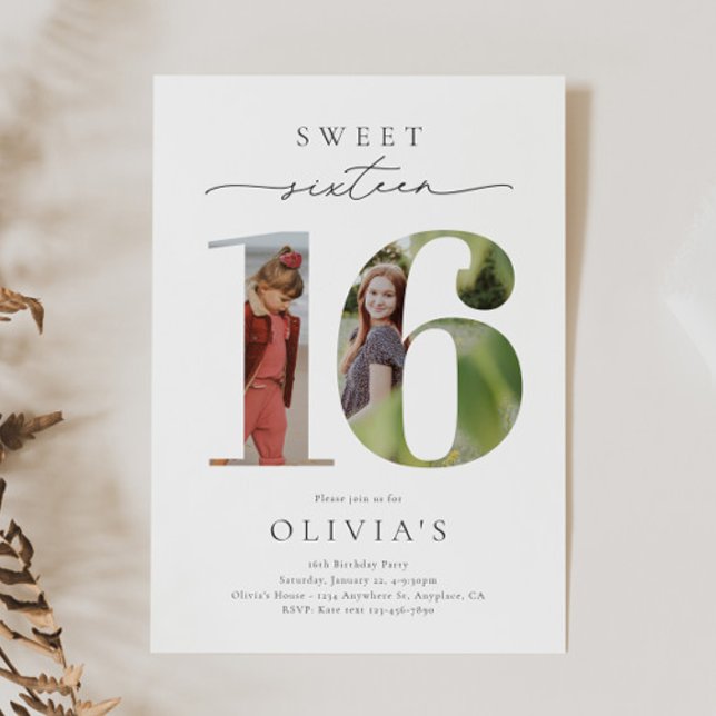 Sweet 16 Photo Invitation Anniversaire (Créateur téléchargé)