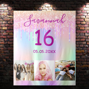 Sweet 16  photo pink holographic tapestry