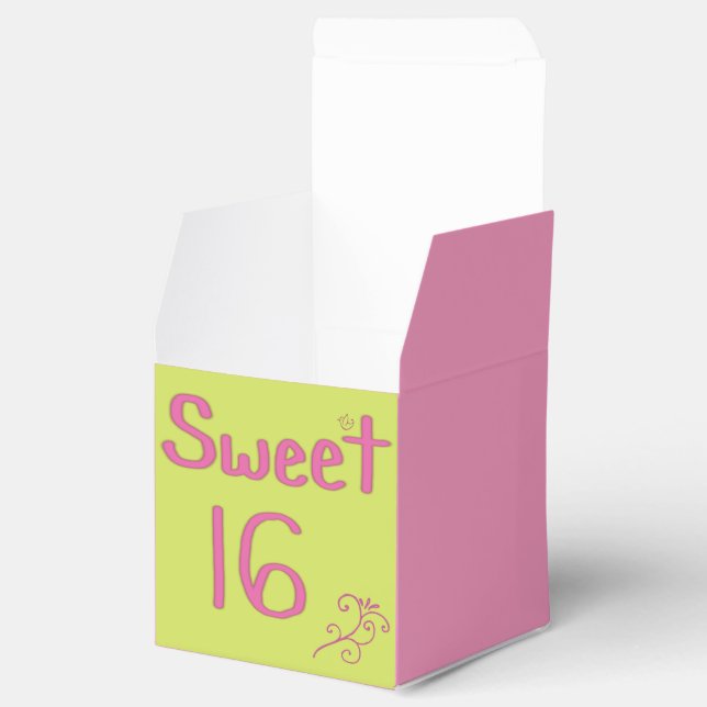 Sweet 16 Pink and Lime Favor Box (Opened)