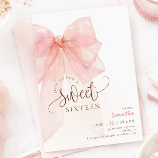 Sweet 16 Pink Bow Birthday Invitation