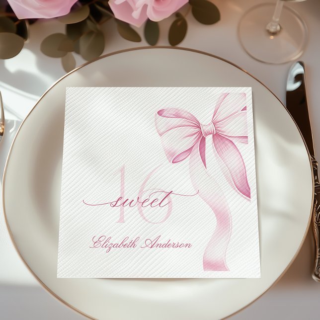 Sweet 16 Pink Bow Napkins (Creator Uploaded)