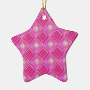 Sweet 16, Pink Diamonds Number Ceramic Ornament