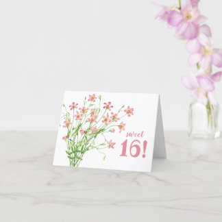 Sweet 16 Pink Floral Birthday Card