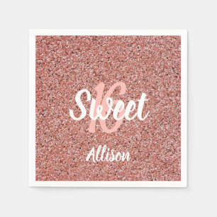 Sweet 16 Pink Glitter Personalized Napkin