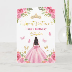 Sweet 16 Pink Princess African American Girl Card