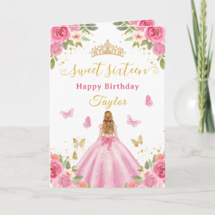 Sweet 16 Pink Princess Blonde Girl Card