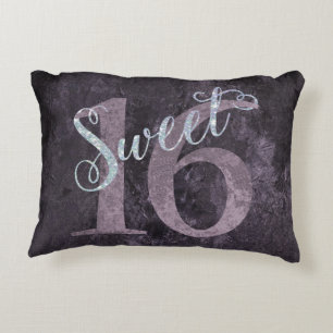 Sweet 16   Pink Watercolor and Faux Glitter Party Accent Pillow