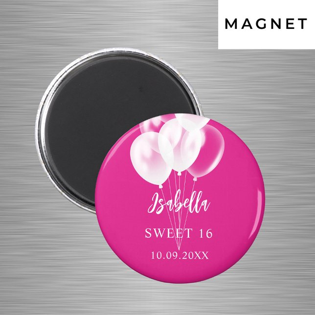 Sweet 16 pink white balloons party magnet (Creator Uploaded)