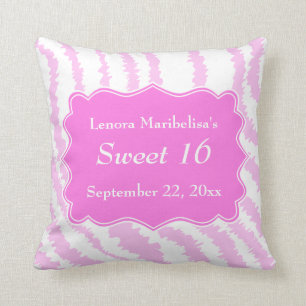 Sweet 16 Pink Zebra Print Pattern Throw Pillow