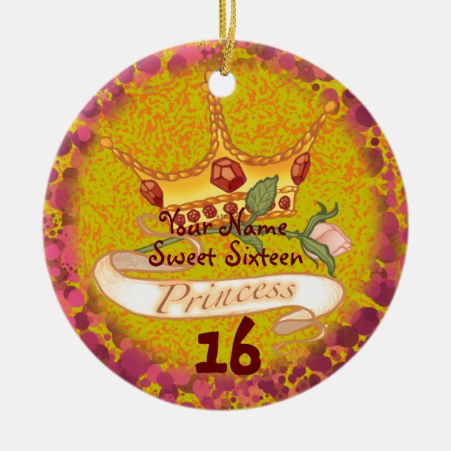 Sweet 16 Princess Birthday custom ornaments (Front)
