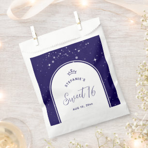 Sweet 16 Princess Tiara Crown Navy Blue Birthday Favour Bag