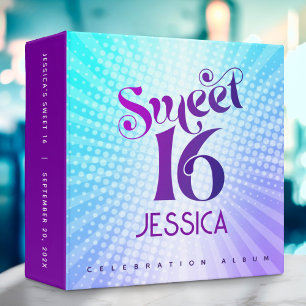 Sweet 16 Purple Blue Gradient Groovy Bold Keepsake Binder