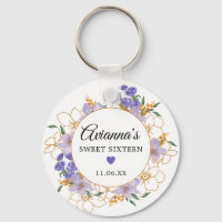 Sweet 16 Purple Gold Floral Party Favour