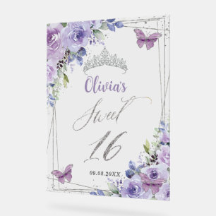 Sweet 16 Purple Lilac Floral Argent Bienvenue