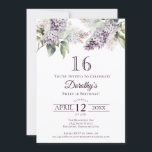 Sweet 16 Purple Spring Lilac Flower Invitation<br><div class="desc">Soft watercolor purple lilacs create a pretty springtime Sweet 16 birthday invitation. The typography adds a vintage, retro vibe. All of the text is editable so you can set just the right tone. You can easily change fonts and colour as well. This Sweet 16 birthday invitation is available in both...</div>