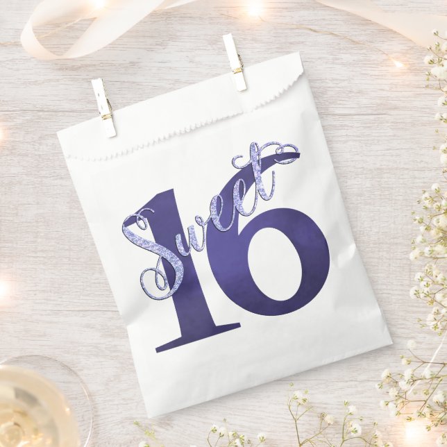 Sweet 16 | Purple Watercolor Grunge and Glitter Favour Bag (Clipped)
