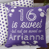 Sweet 16 Purple, White Flowers Personalized