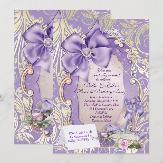 Sweet 16 Quinceanera Party Invitations (Front/Back)