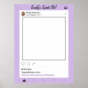 Sweet 16 Quinceanera Party Prop Photo Booth Frame Poster