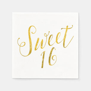 Sweet 16 Quote Faux Gold Foil Sparkly Template Napkin