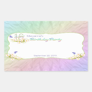 Sweet 16 Rainbow and Butterflies Birthday Party Sticker