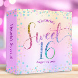 Sweet 16 Rainbow Glitter Confetti Ombre Keepsake Binder<br><div class="desc">“Happy Sweet 16”. Let your favourite Sweet 16 birthday girl celebrate her milestone with this stunning keepsake scrapbook memory album. Rainbow glitter script typography, along with festive turquoise, purple pink and gold confetti, overlays a rainbow ombre foil metallic background. More brushed rainbow ombre foil and pastel confetti dots are on...</div>