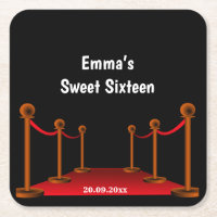 Sweet 16 Red & Black Carpet Confetti Birthday  