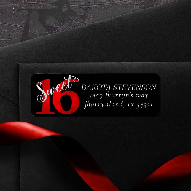 Sweet 16 | Red Faux Glitter Return Address (Creator Uploaded)