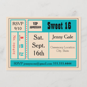 Sweet 16 Retro Concert Invitation