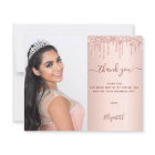 Sweet 16 rose carte de remerciements photo blush