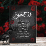 Sweet 16 Rose Flower & Thorn Fairy Castle Dark Invitation<br><div class="desc">Sweet 16 Rose Flower & Thorn Fairy Castle Dark Birthday Invitations.</div>