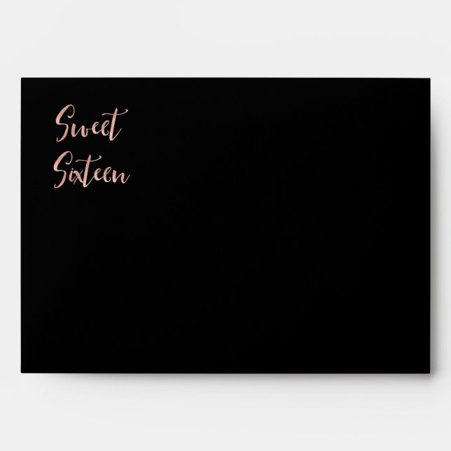 Sweet 16 Rose Gold Address Printed on Back Envelope (Front)