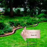 Sweet 16 rose gold balloons name arrow garden sign<br><div class="desc">For a Sweet 16,  16th birthday party. A rose gold faux metallic looking background. Decorated with balloons. Personalize and add a name.</div>