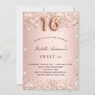 Sweet 16 rose gold blush pink  invitation