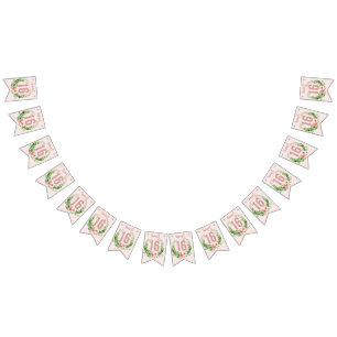 Sweet 16 Rose Gold Glitter Girly Floral Bunting Flags