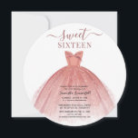 Sweet 16 Rose Gold Glitter Pink 16th Birthday Invitation<br><div class="desc">Featuring a pretty blush pink dress and faux rose gold glitter and modern script,  this birthday invitation is perfect for a princess. 

Easily replace the party details by clicking the "Personalize" button above.</div>