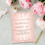 Sweet 16 rose gold glitter pink 16th birthday invitation<br><div class="desc">A modern, stylish and glamourous invitation for a girl's Sweet 16, 16th birthday party. A faux rose gold metallic looking background with an elegant faux rose gold glitter drip, paint drip look. The name is written with a modern dark rose gold coloured hand lettered style script. Personalize and add your...</div>