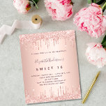 Sweet 16 rose gold glitter pink 16th birthday invitation postcard<br><div class="desc">A modern, stylish and glamourous invitation for a girl's Sweet 16, 16th birthday party. A faux rose gold metallic looking background with an elegant faux rose gold glitter drip, paint drip look. The name is written with a modern dark rose gold coloured hand lettered style script. Personalize and add your...</div>