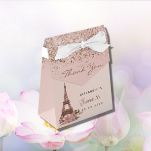 Sweet 16 rose gold Paris thank you Favor Box