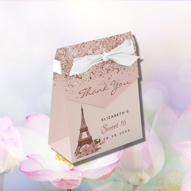 Sweet 16 rose gold Paris thank you Favor Box (Creator Uploaded)